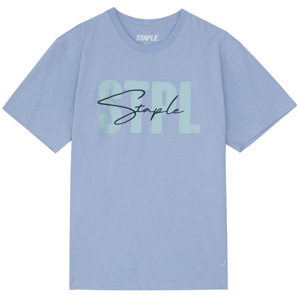 Script Embroidered Tee (Blue)