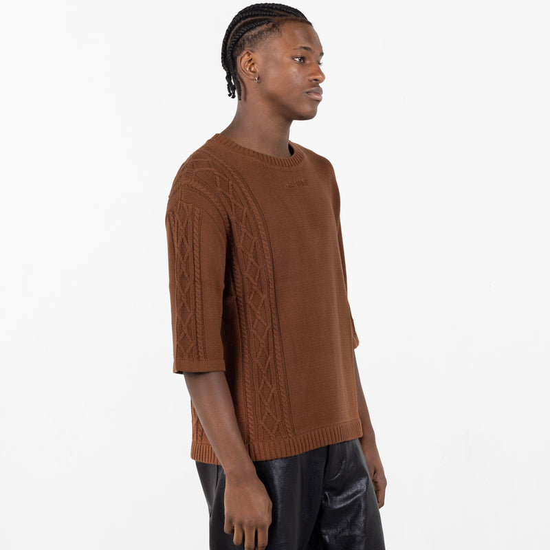 Charlie Mock Neck Knit Shirt (Brown)