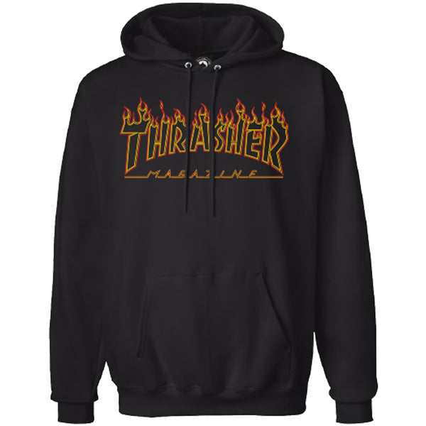 Thrasher Flame Outline Hoodie (Black)