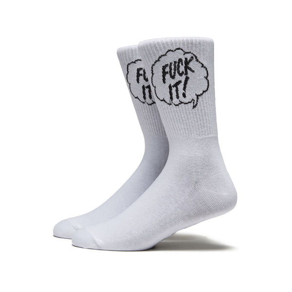 F*CK IT 1/4 Sock (White)