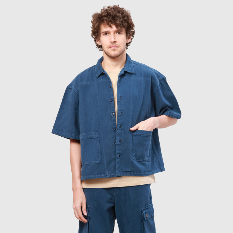 Heavyduty BOXY SHIRT- Washed Navy