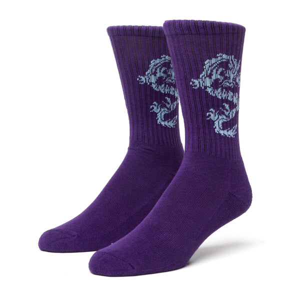 Twin Dragon Crew Sock (Purple)