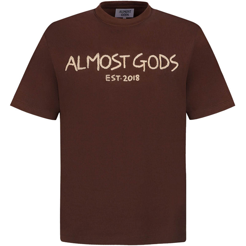 Hand Embroidered Aari Tee (Brown)