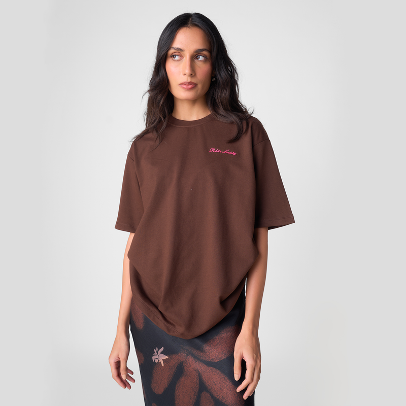 CUTLERY BEADED TEE (BROWN)