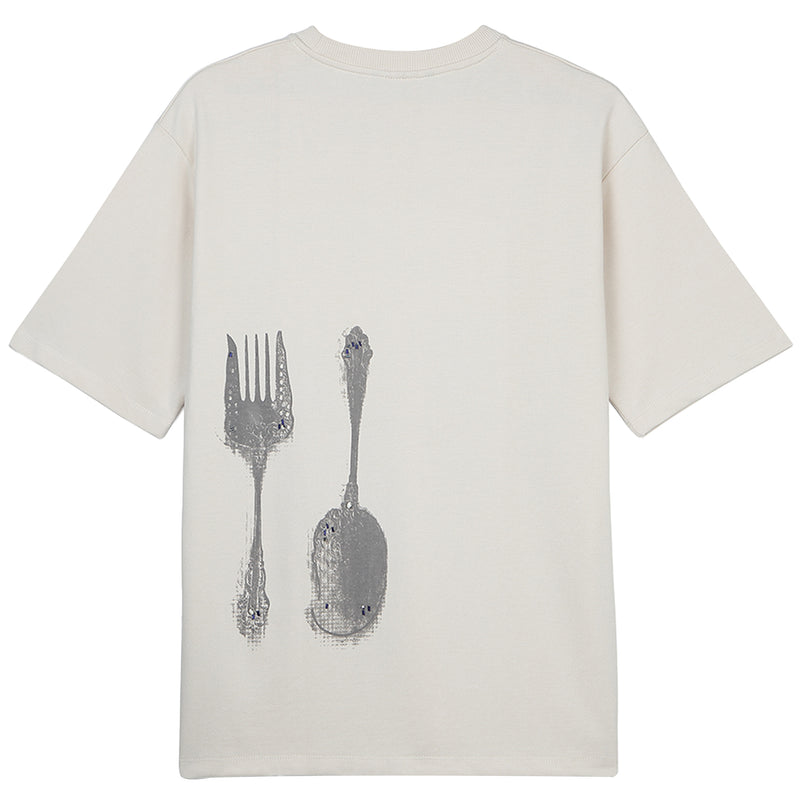 CUTLERY BEADED TEE (CREME)