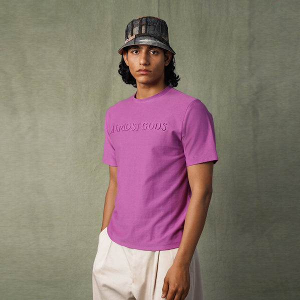 ALMOST GODS EMBOSSED KNIT TEE (MAUVE)