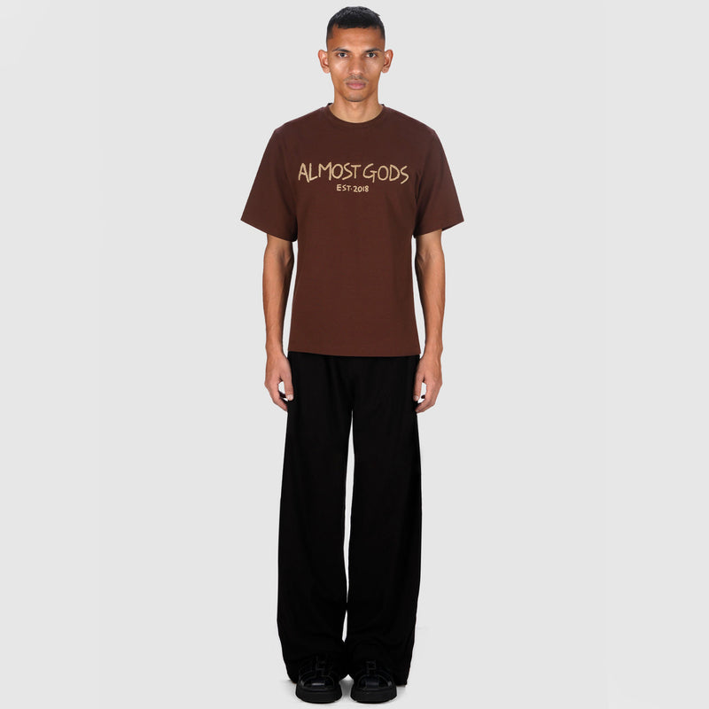 Hand Embroidered Aari Tee (Brown)