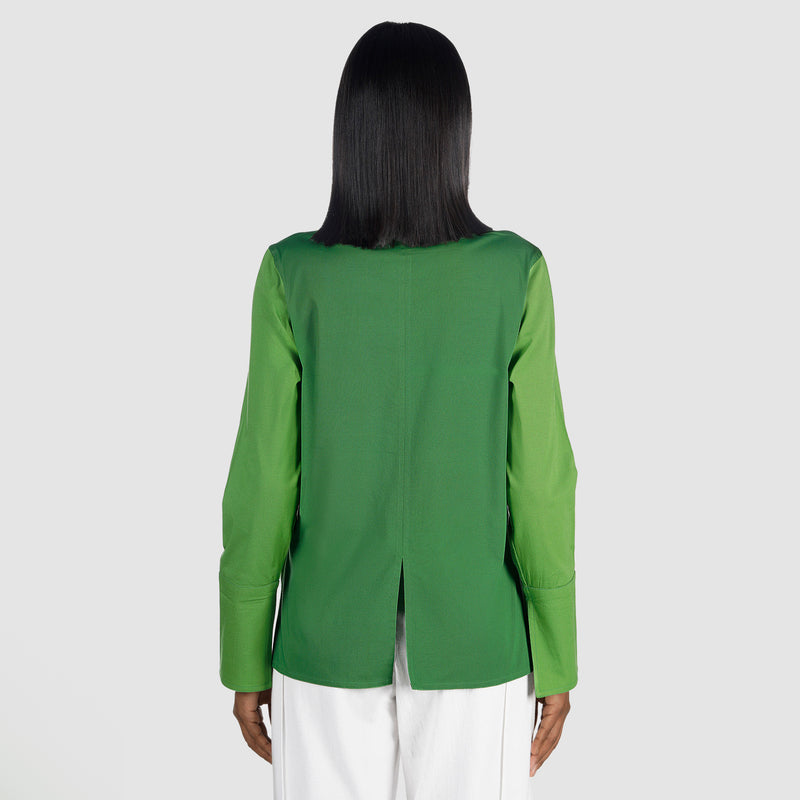 CONTRAST PANELLED SHIRT (GREEN)