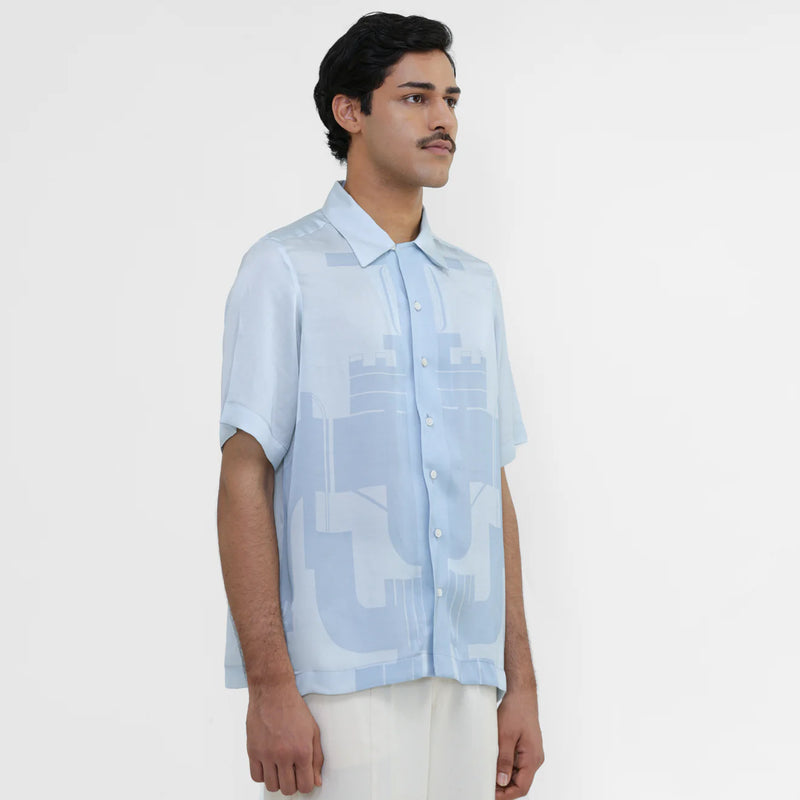 Gate Valve Silk Shirt (Sky Blue)