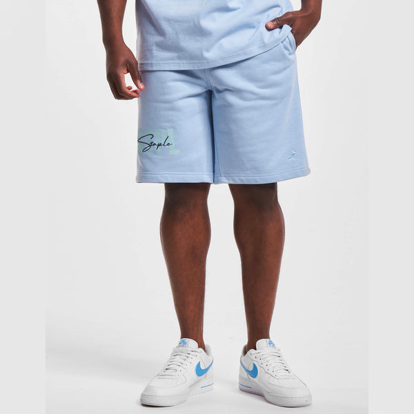 SCRIPT EMBROIDERED SWEATSHORT (Blue)