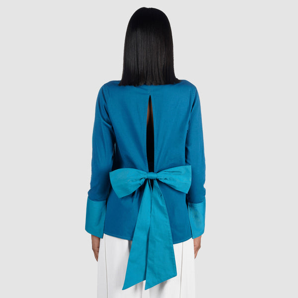 SHIRT WITH BOW (Blue)