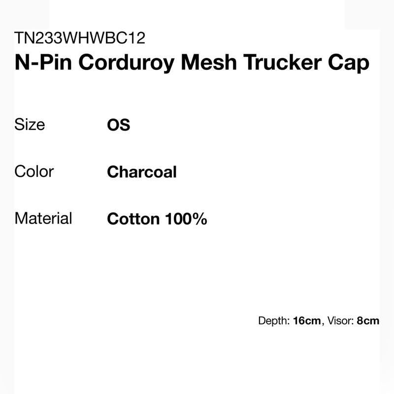 N-Pin Corduroy Mesh Trucker Cap
