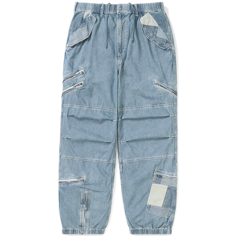 Crazy Multi Zip Pant (Washed Blue)