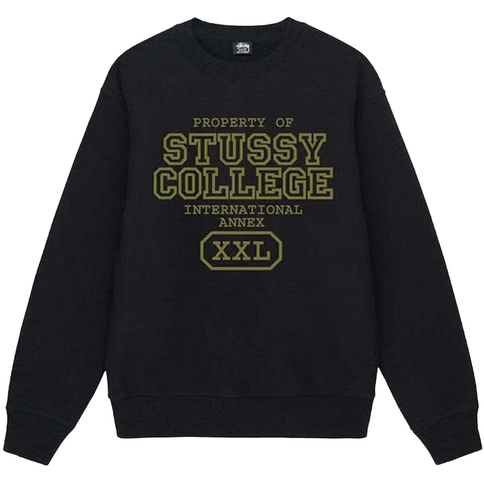 Stüssy Property Of Crew Sweatshirt Black – Collegiate Graphic | Capsul