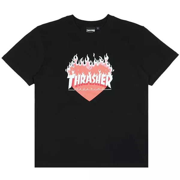 FLAMING HEART T-SHIRT (BLACK)