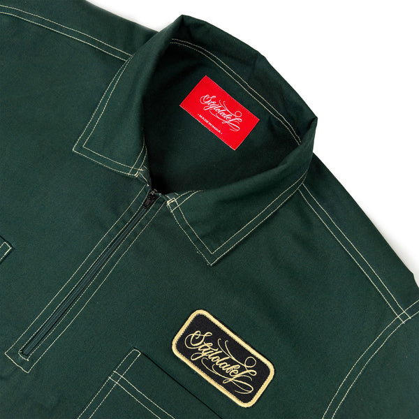 Zip up Patch Workshirt (Green)