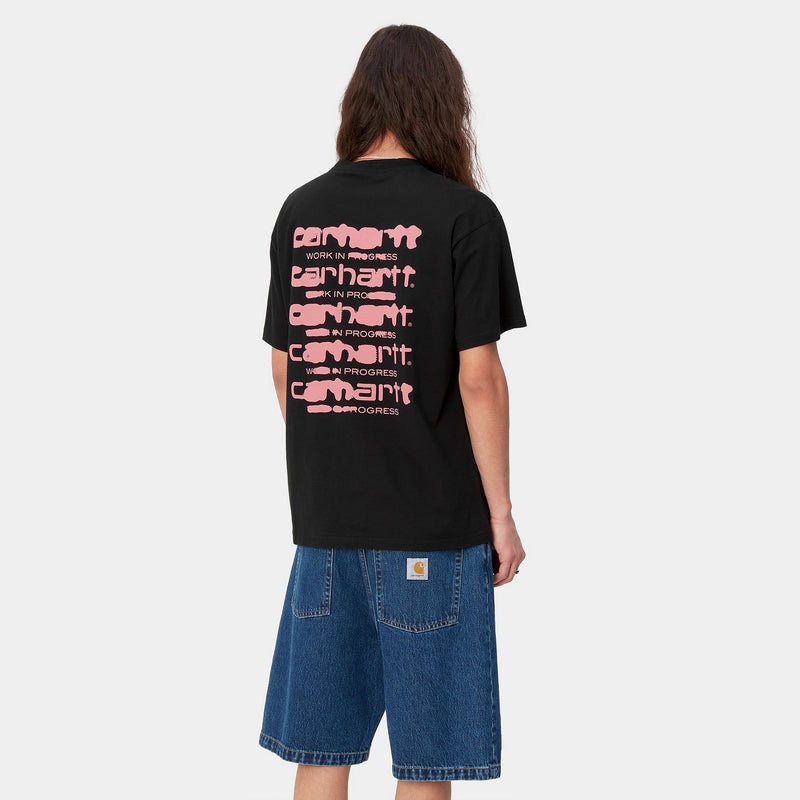 S/S Ink Bleed T-Shirt (Black/Pink)