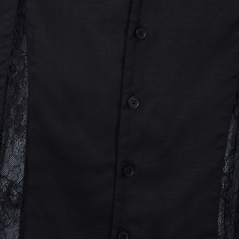 LACE DETAIL UNISEX SHIRT (BLACK)