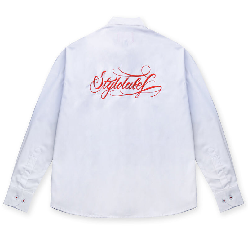 White LS Shirt (Red Embroidery)