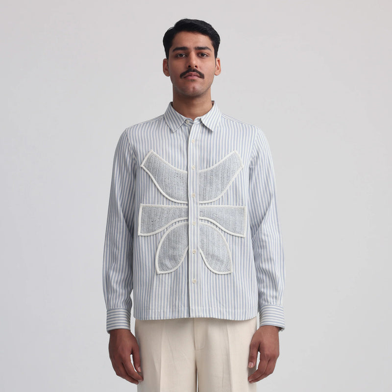 Vertebrae Symbolic Shirt (Blue White Stripes)