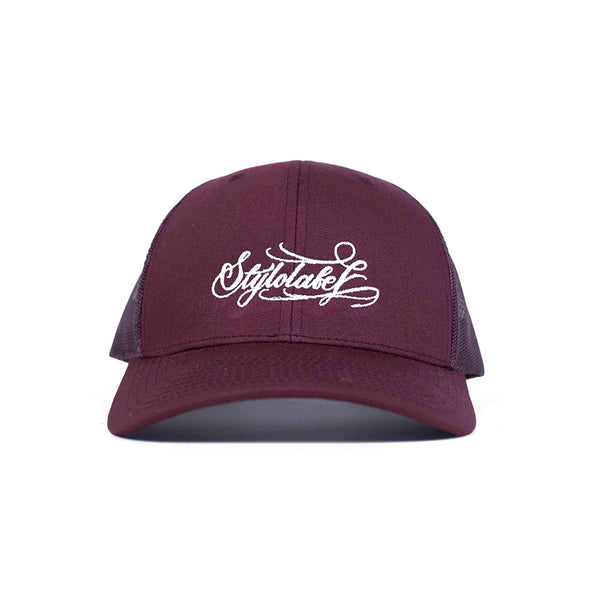 CURSIVE STYLOLABEL TRUCKER CAP (BURGUNDY)