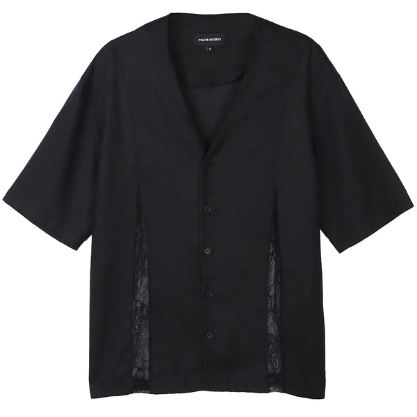 LACE DETAIL UNISEX SHIRT (BLACK)