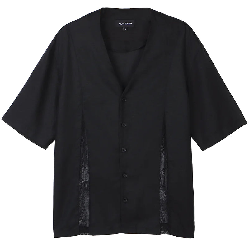 LACE DETAIL UNISEX SHIRT (BLACK)