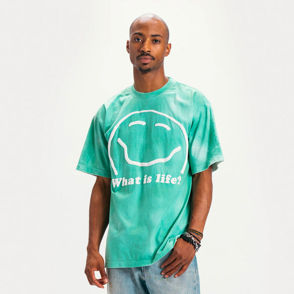 WHAT IS LIFE TEE  (MOSS DYE)