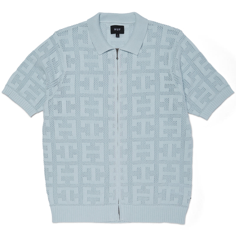 Monogram Jacquard Zip Sweater(Sky)
