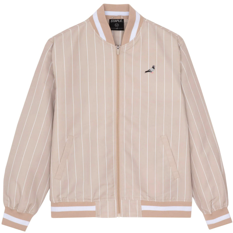 PINSTRIPE BASEBALL JACKET (STONE)