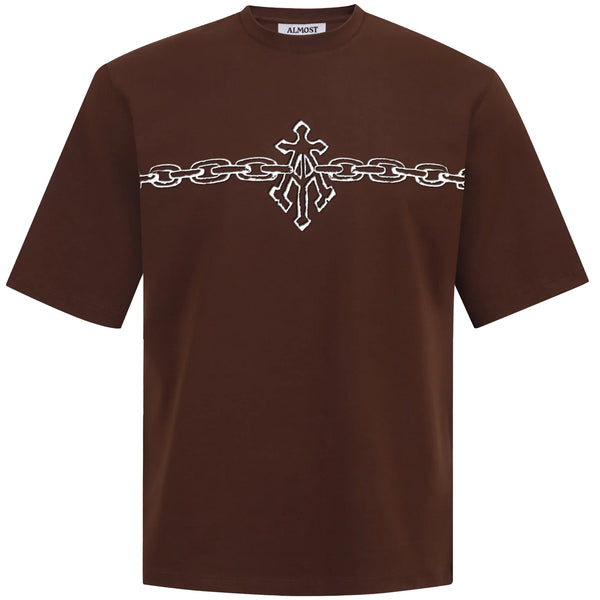 ALPHA CROSS CHAIN LINK TEE (BROWN)