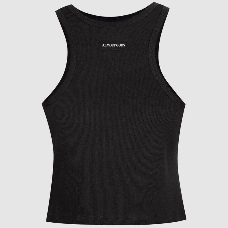 Alpha Cross Ribbed Tank Top (Black)