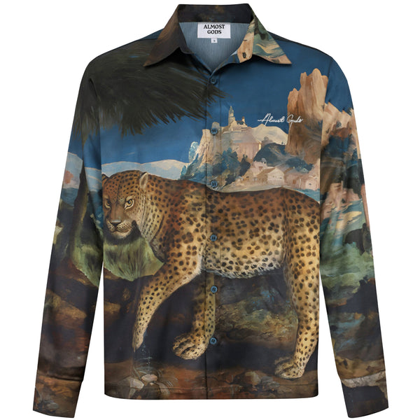 PALM LEOPARD JAPANESE SATIN SHIRT