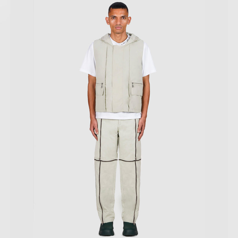 Crushed Nylon Detachable Zip Pants (Sage)