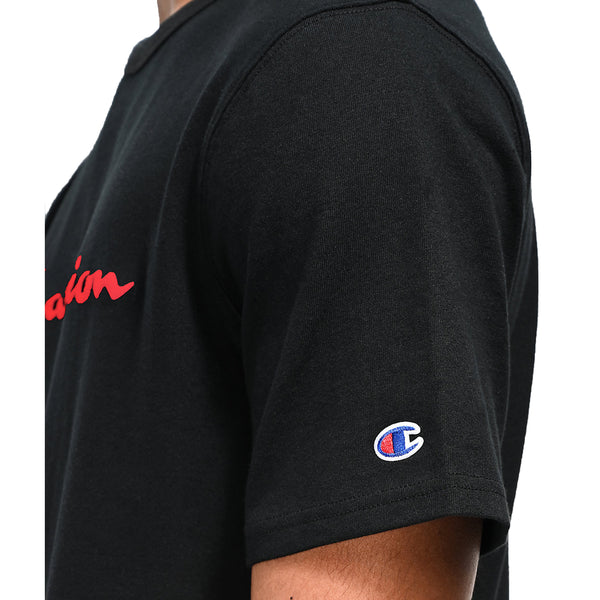 Heritage script Logo tee (Black/Red)