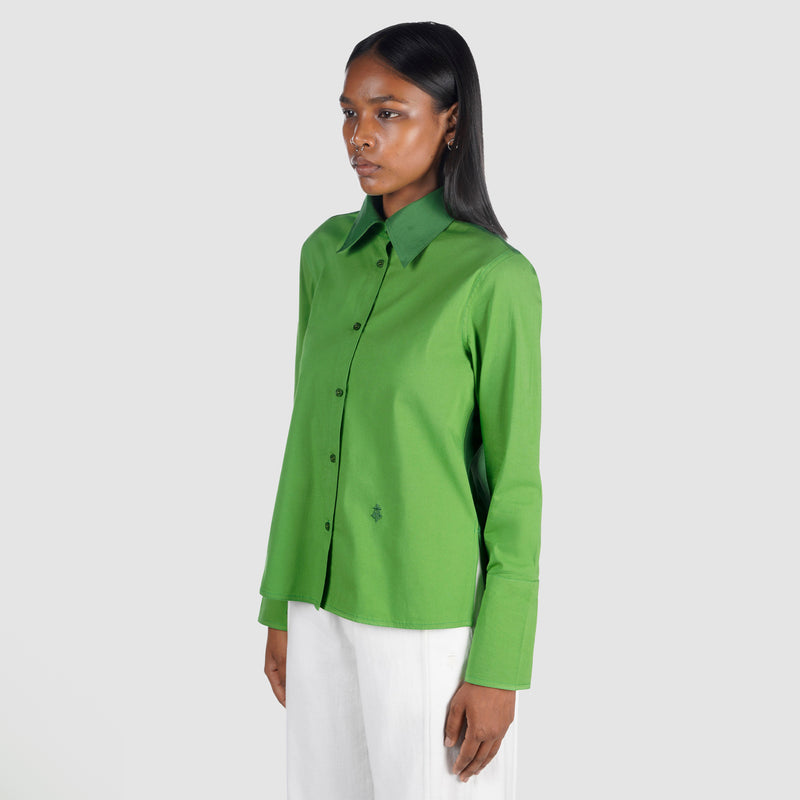 CONTRAST PANELLED SHIRT (GREEN)