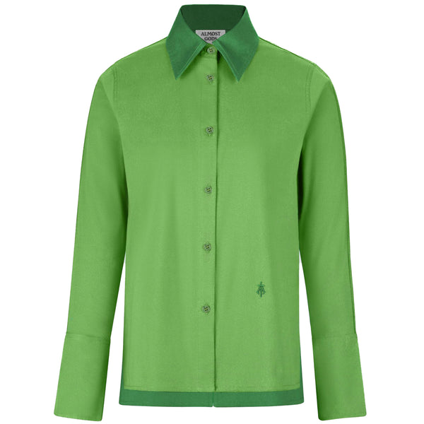 CONTRAST PANELLED SHIRT (GREEN)