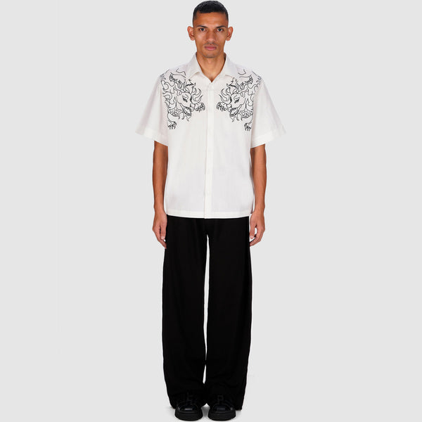 Leviathan Embroidered Shirt  (White)