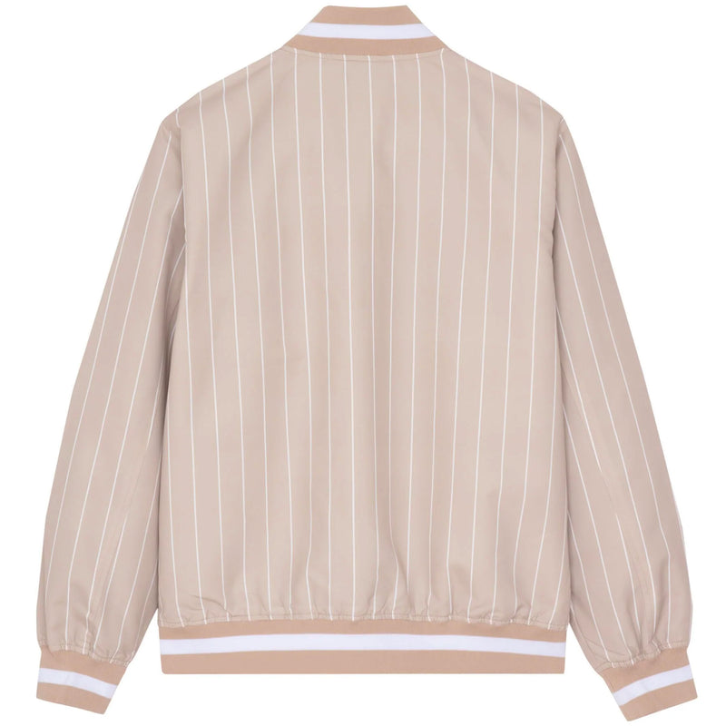 PINSTRIPE BASEBALL JACKET (STONE)