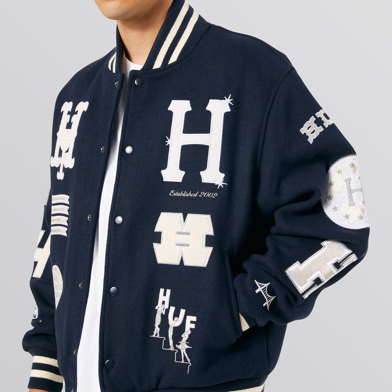 Huf 20 Year Classic H Varsity Jacket Special Edition in Kelly - Size M