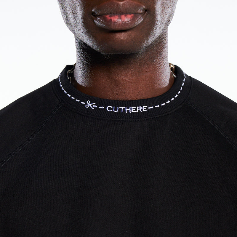 CUT HERE RAGLAN Sweatshirt (Black)