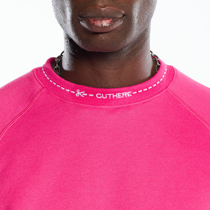 CUT HERE RAGLAN Sweatshirt (Pink)