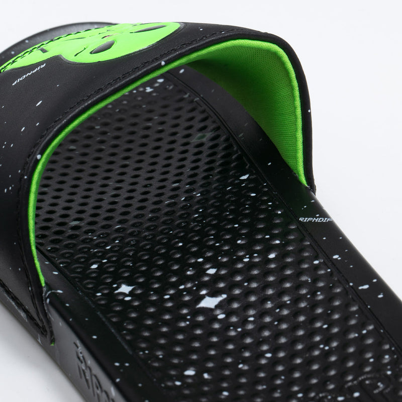 We Out Here Slides (Black/Neon Green)