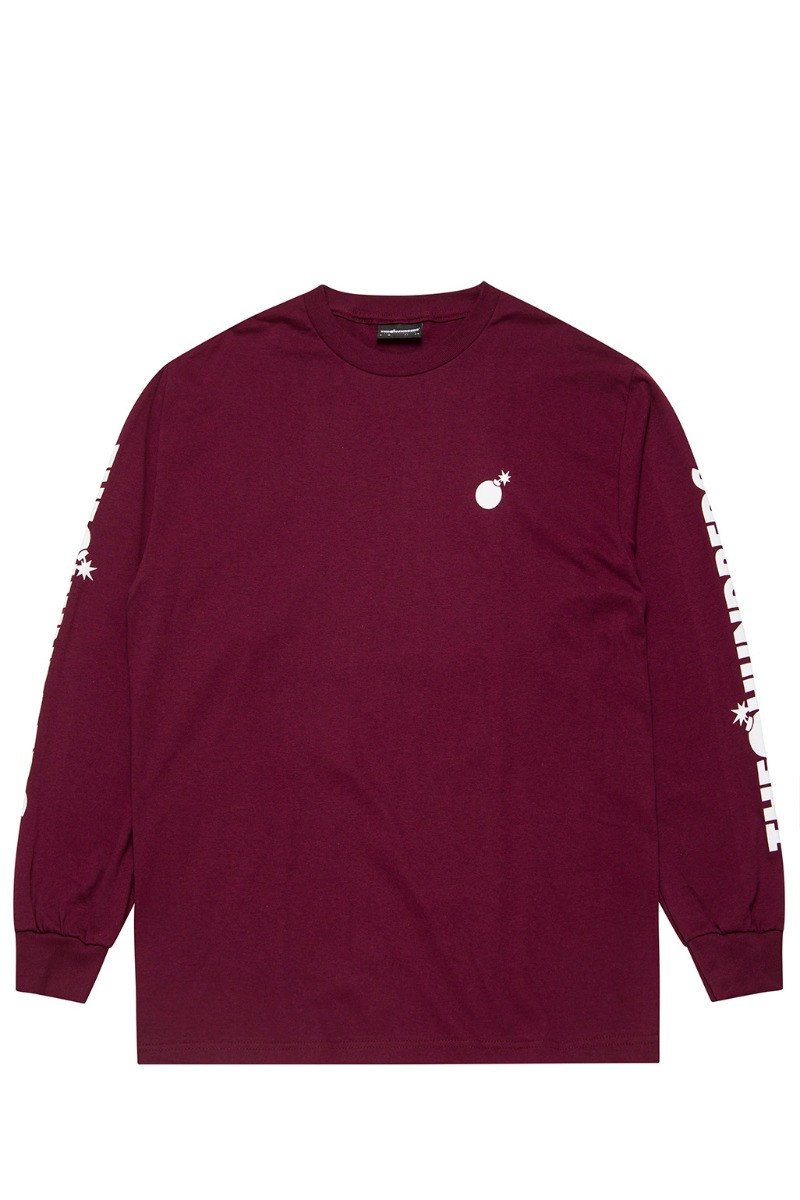 The Hundreds Forever Solid Crest L/S Tee (Burgundy)