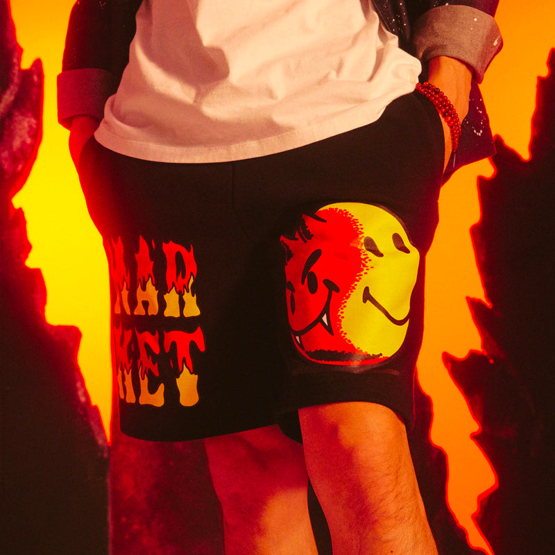 SMILEY GOOD AND EVIL SWEATSHORTS