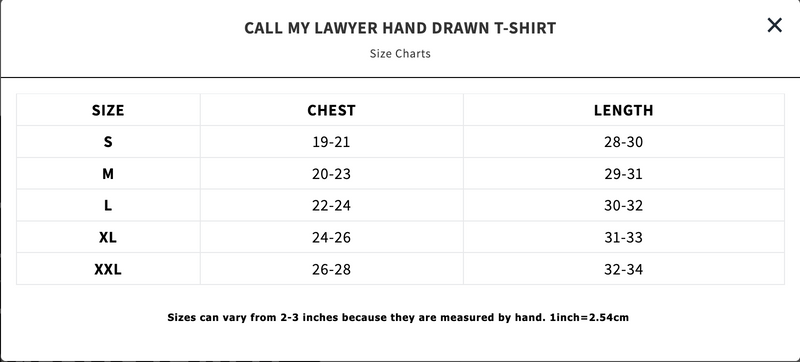 CALL MY LAWYER HAND DRAWN TEE