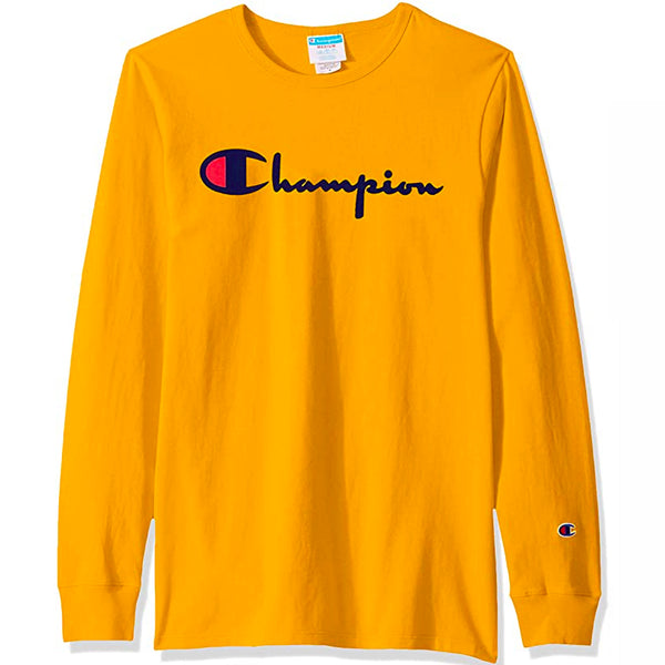 Heritage Flock Script Logo LS Tee (Gold)