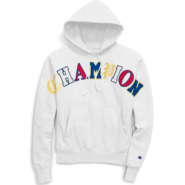 Champion Reverse Weave Hoodie - Old English Lettering (Silver Grey)