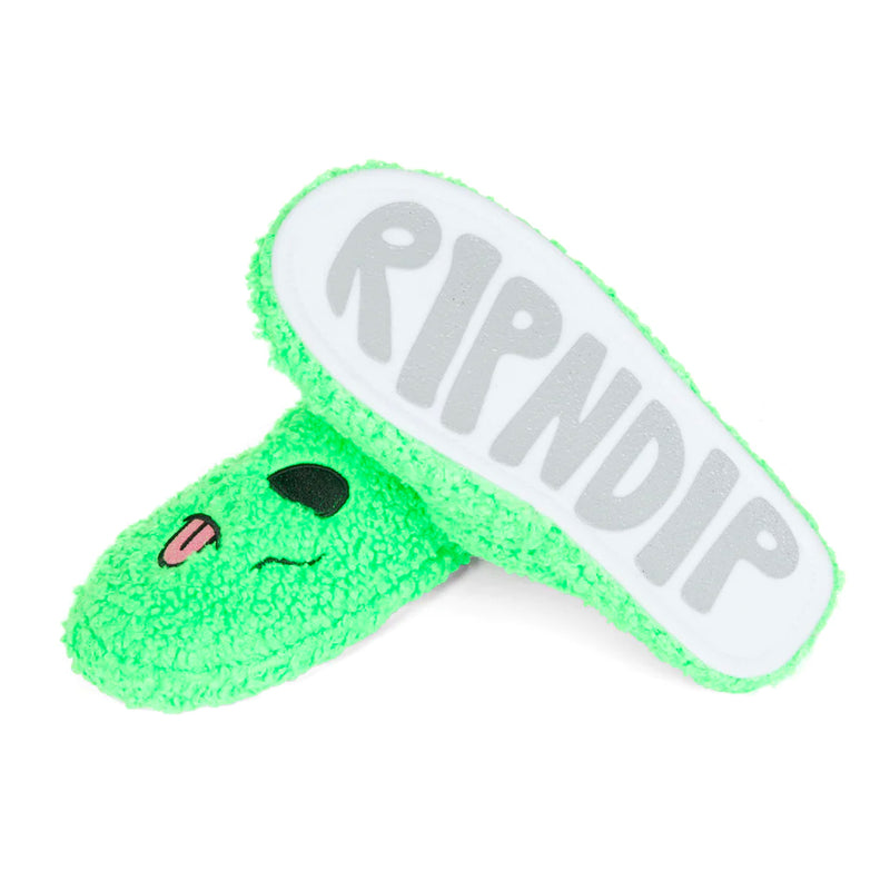 Alien Face Fuzzy House Slippers (Green) the