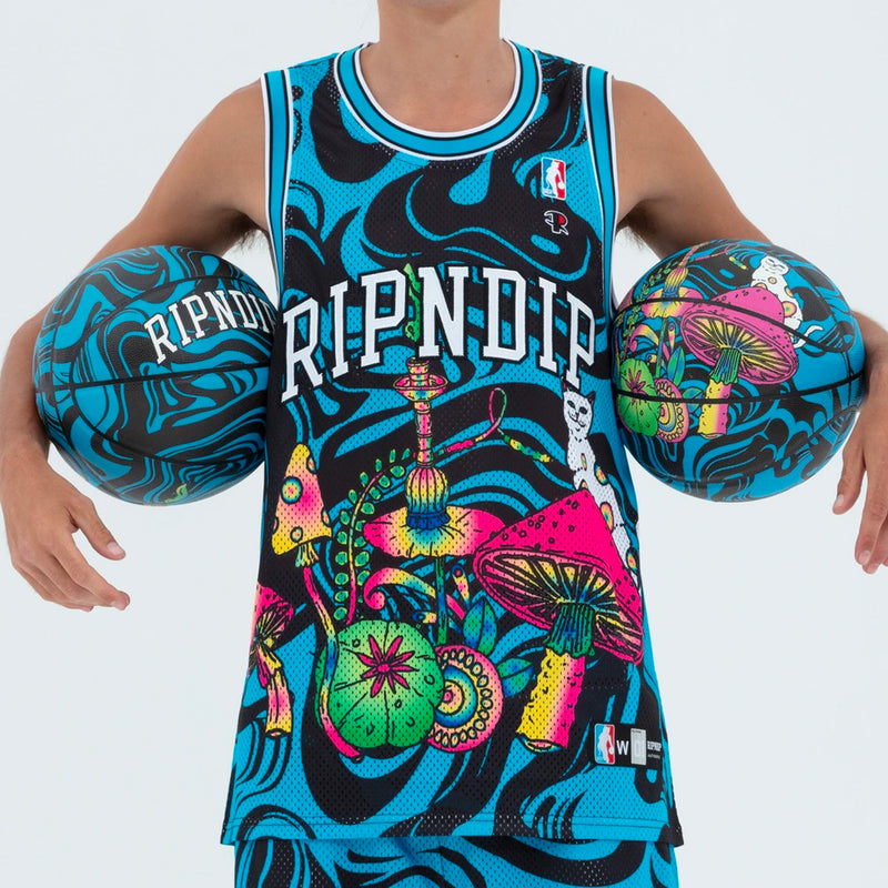 RIPNDIP Psychedelic Basketball Jersey (Black / Blue)